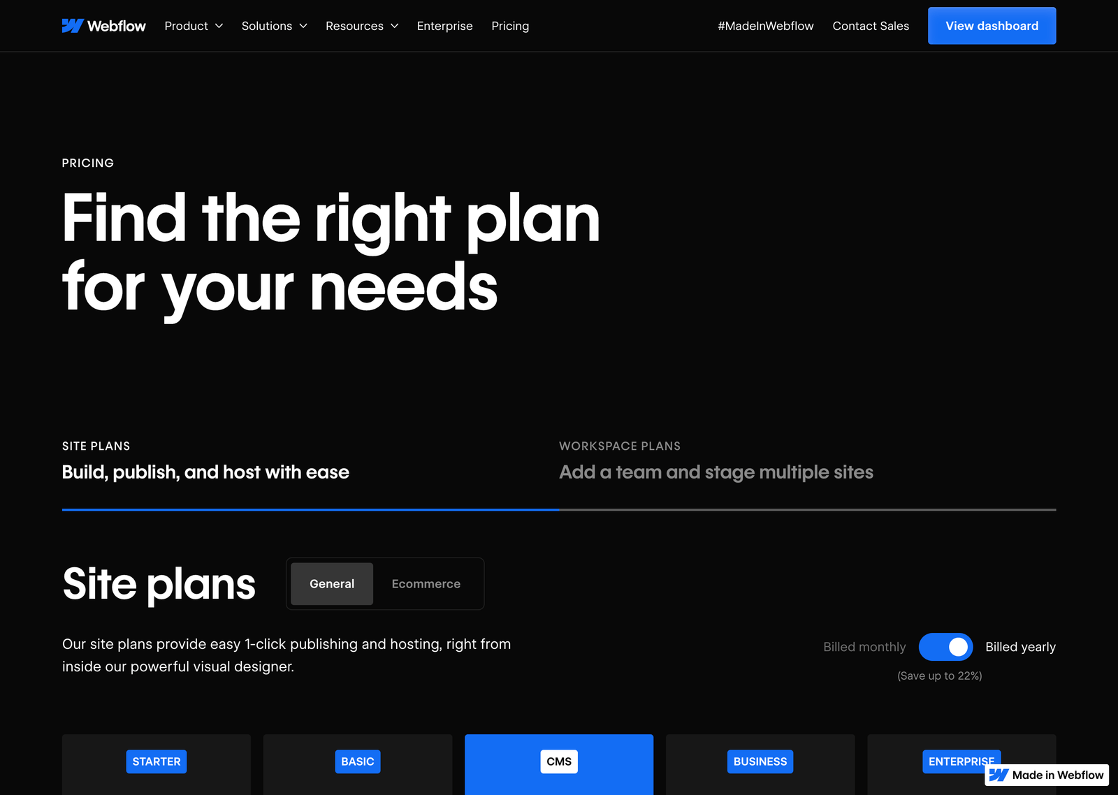 Webflow Price List Page