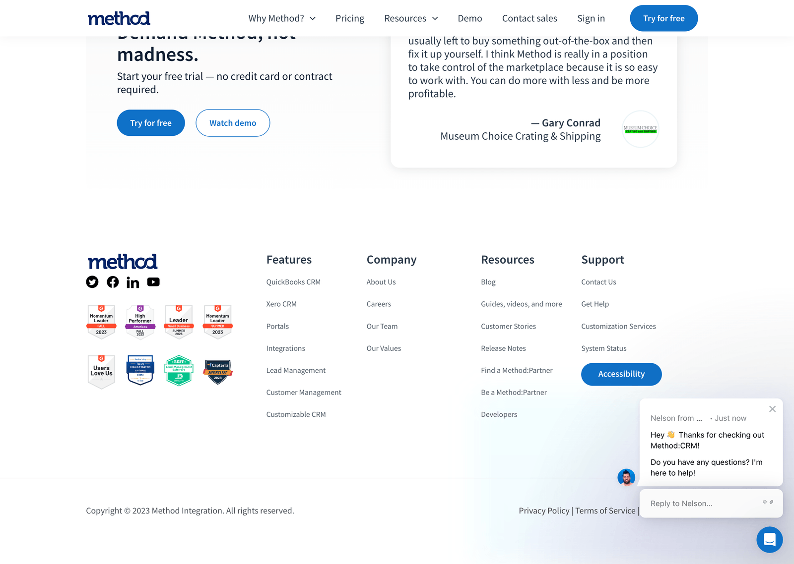 Footer for Method