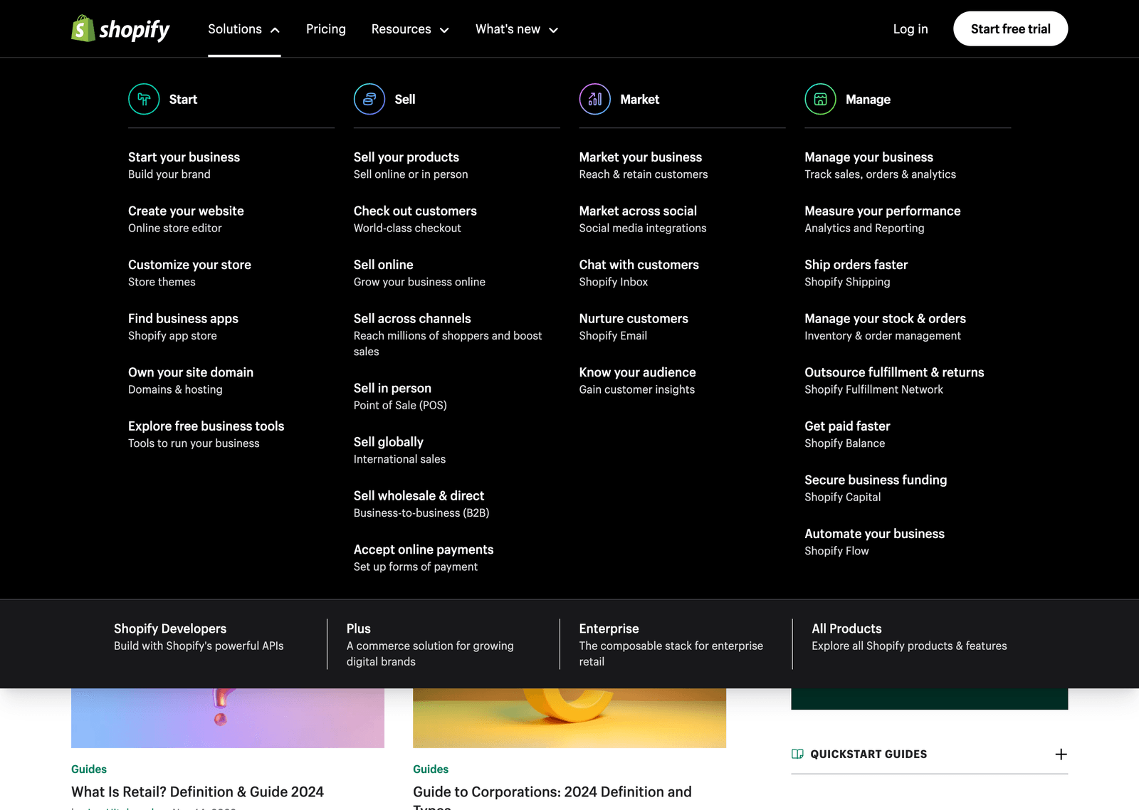 Shopify menu