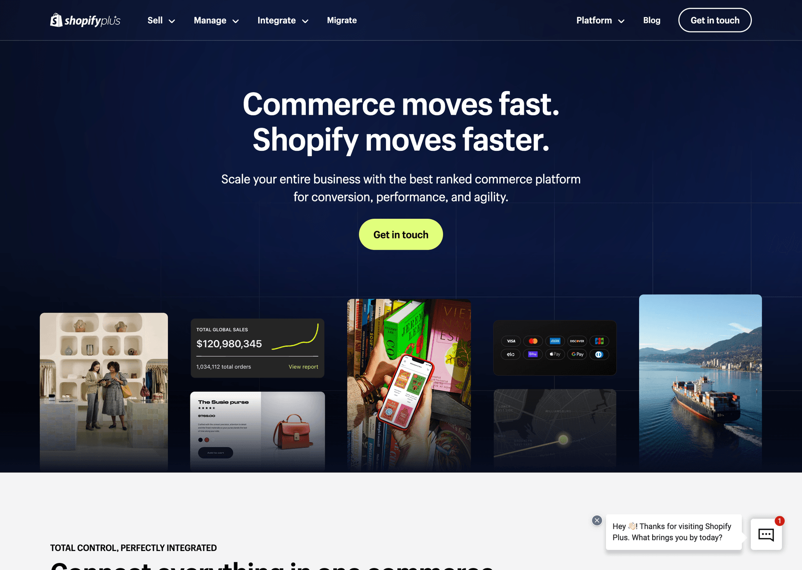 La section hero d'un site Web Shopify Plus