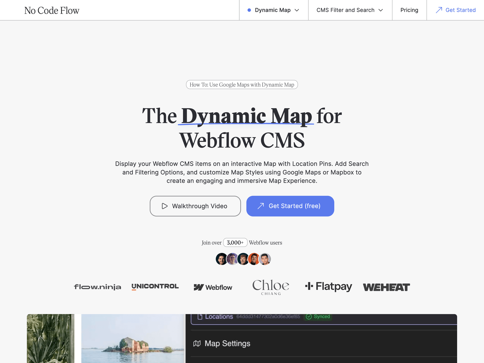 Dynamic Maps Webflow App Hero Section
