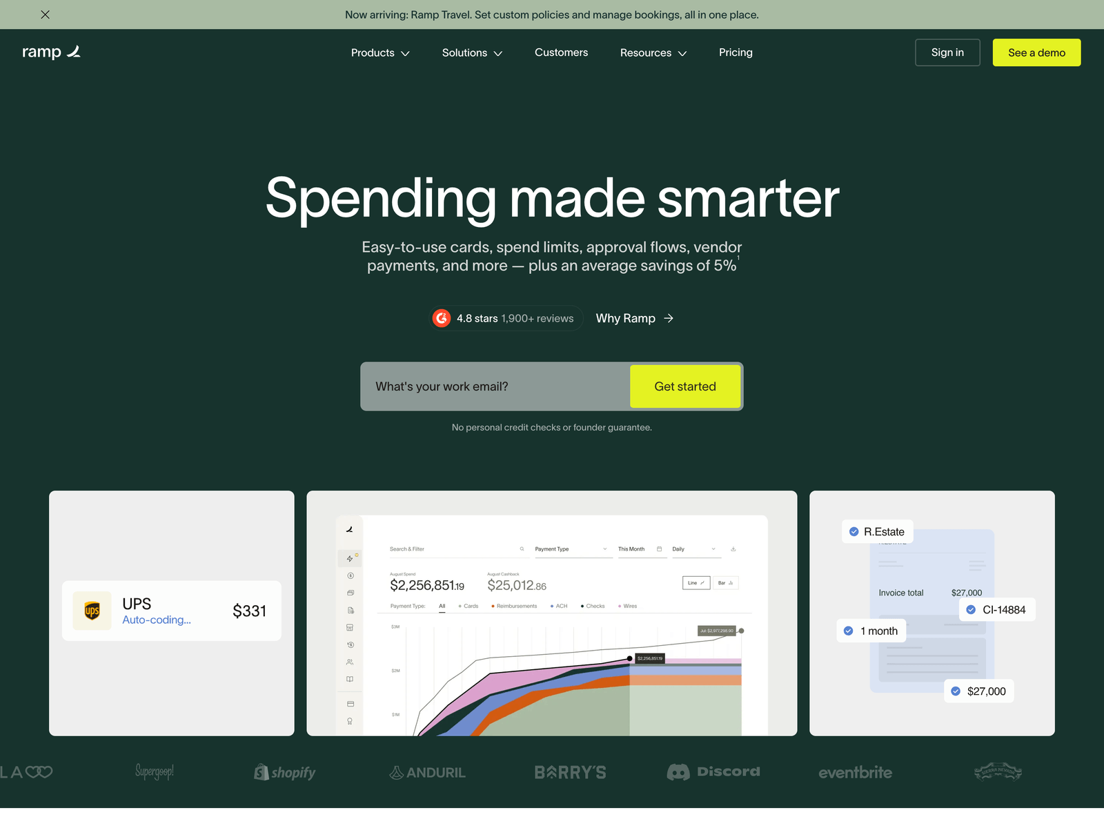 Ramp website hero section