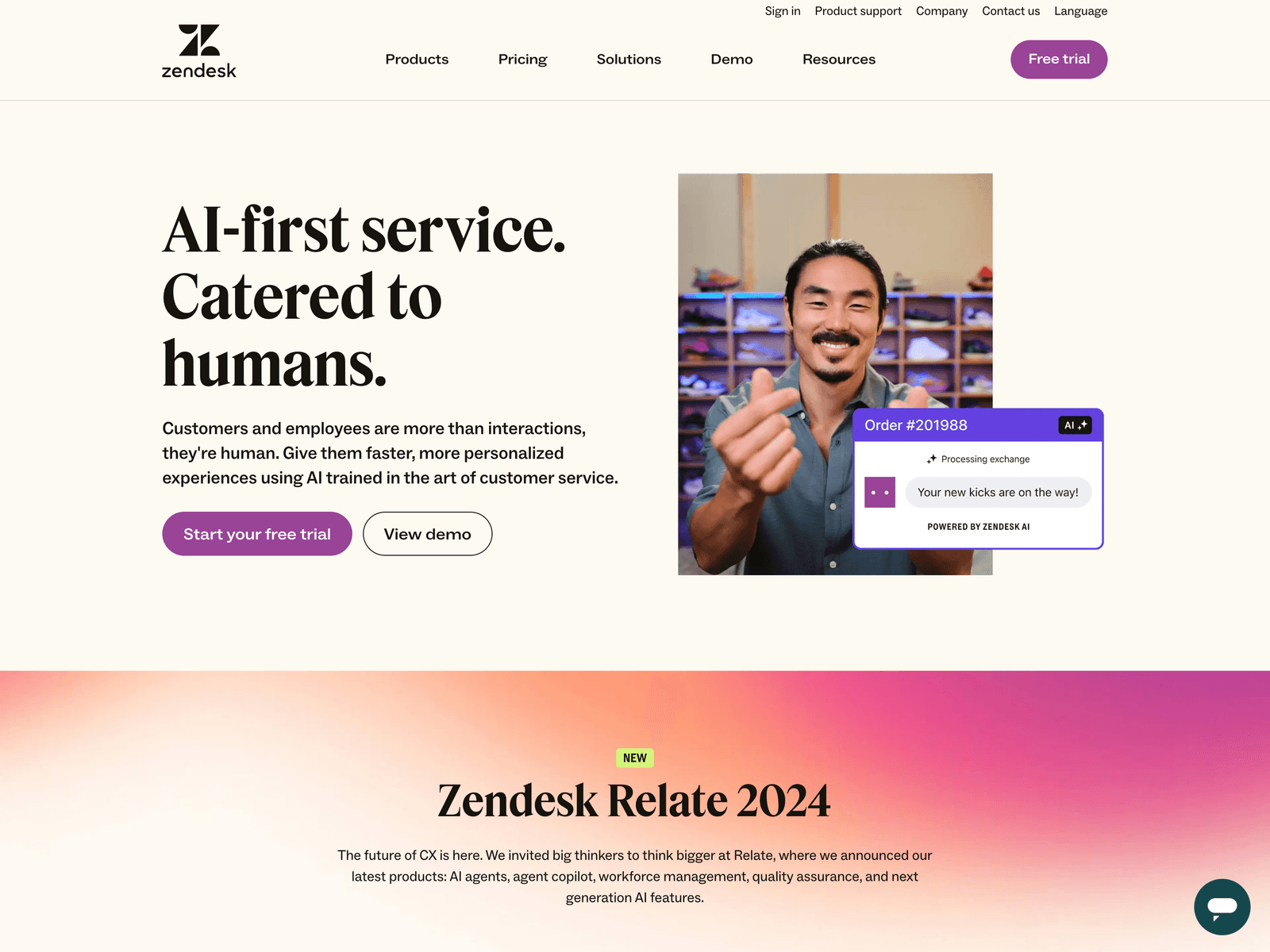 Zendesk hero section
