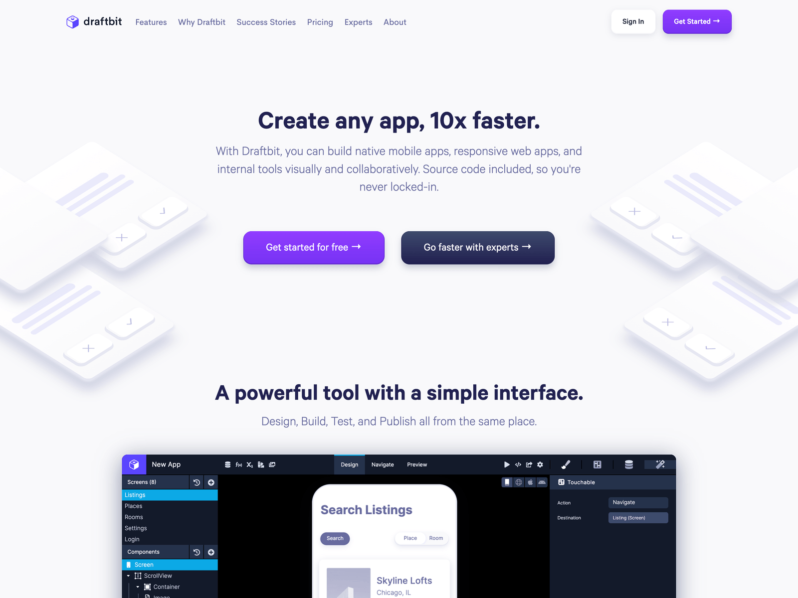 Draftbit website hero section