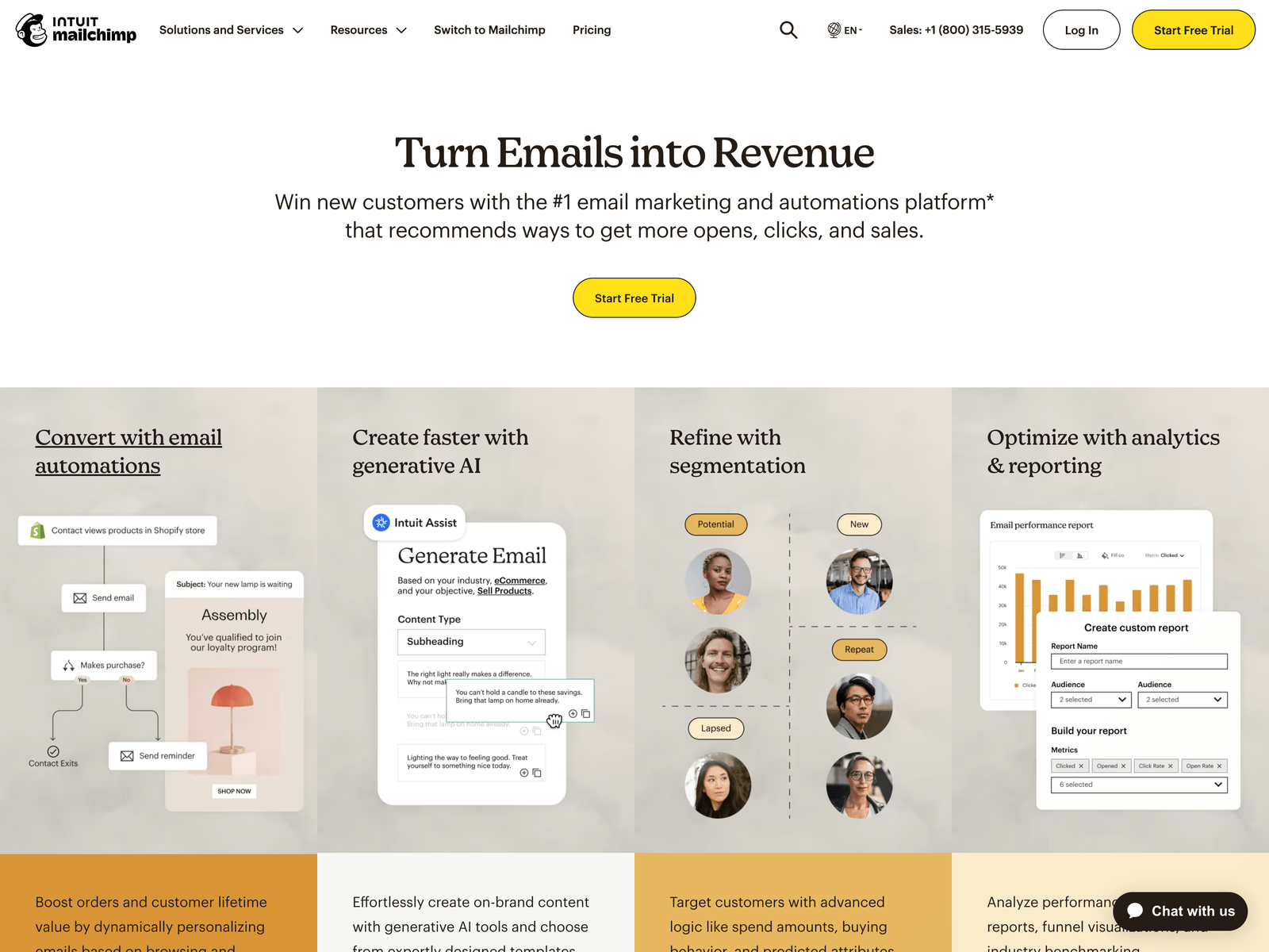 Mailchimp website hero section