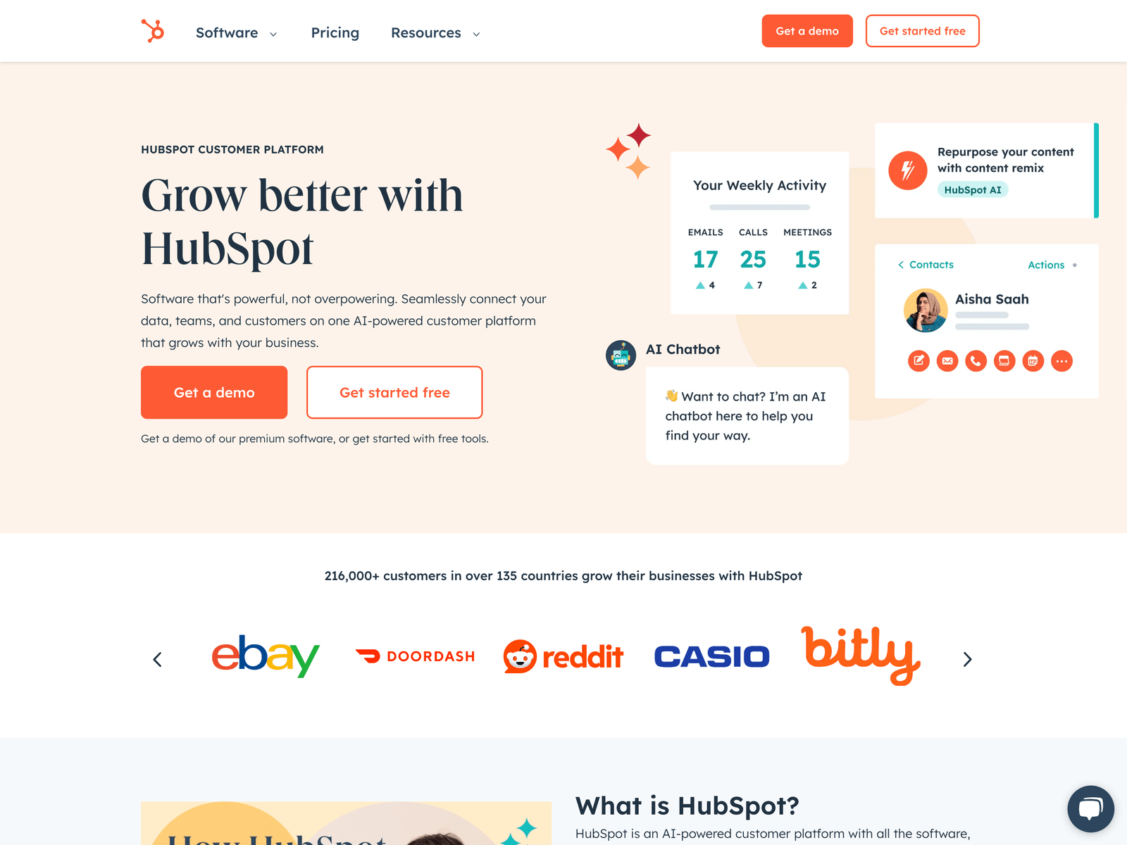 Hubspot website hero section
