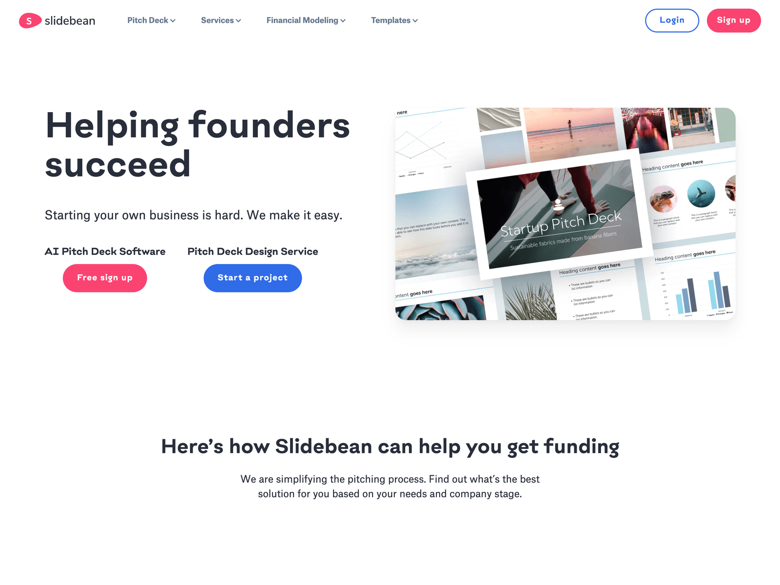 Slidebean website hero section