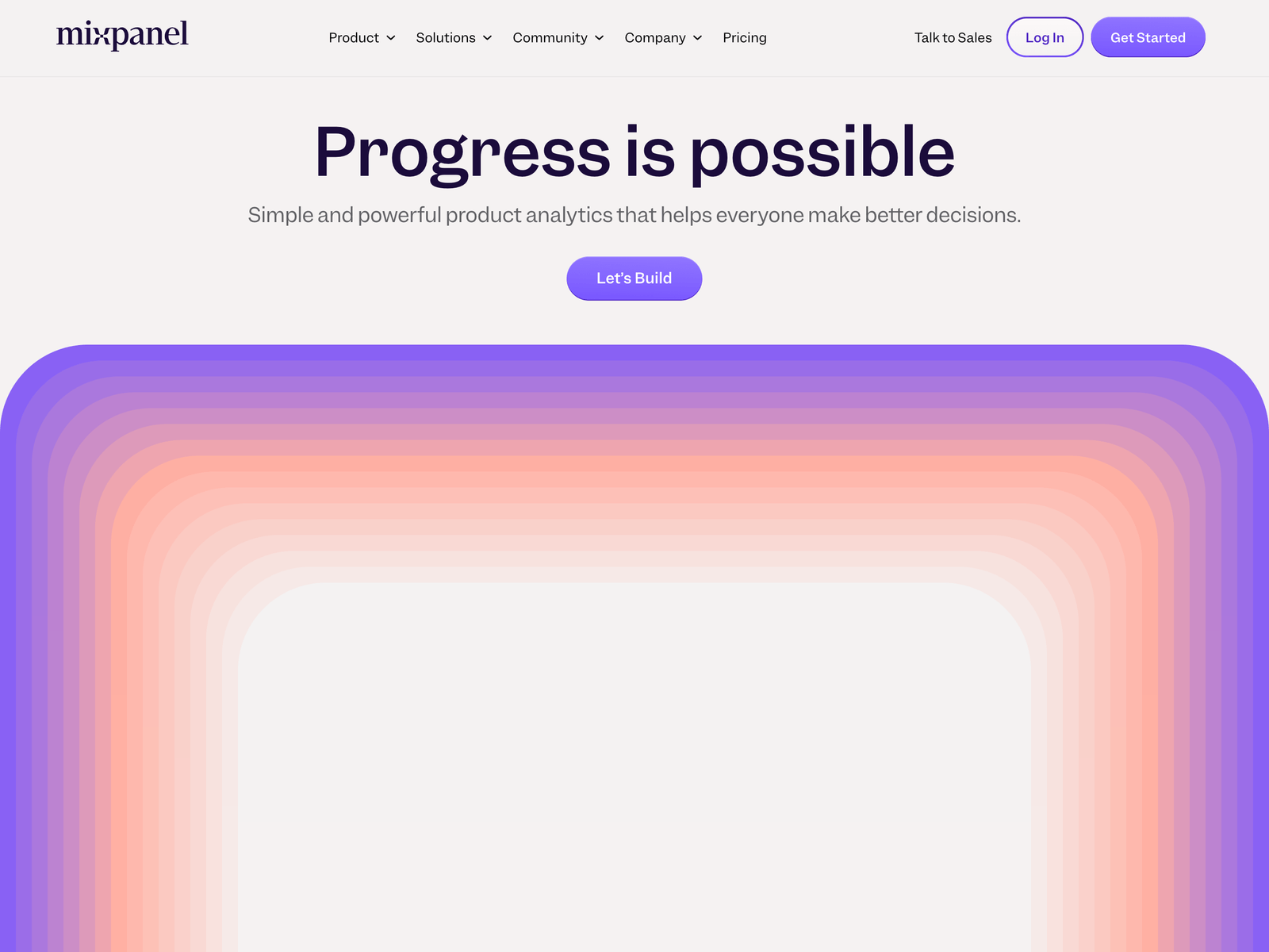 Mixpanel hero section