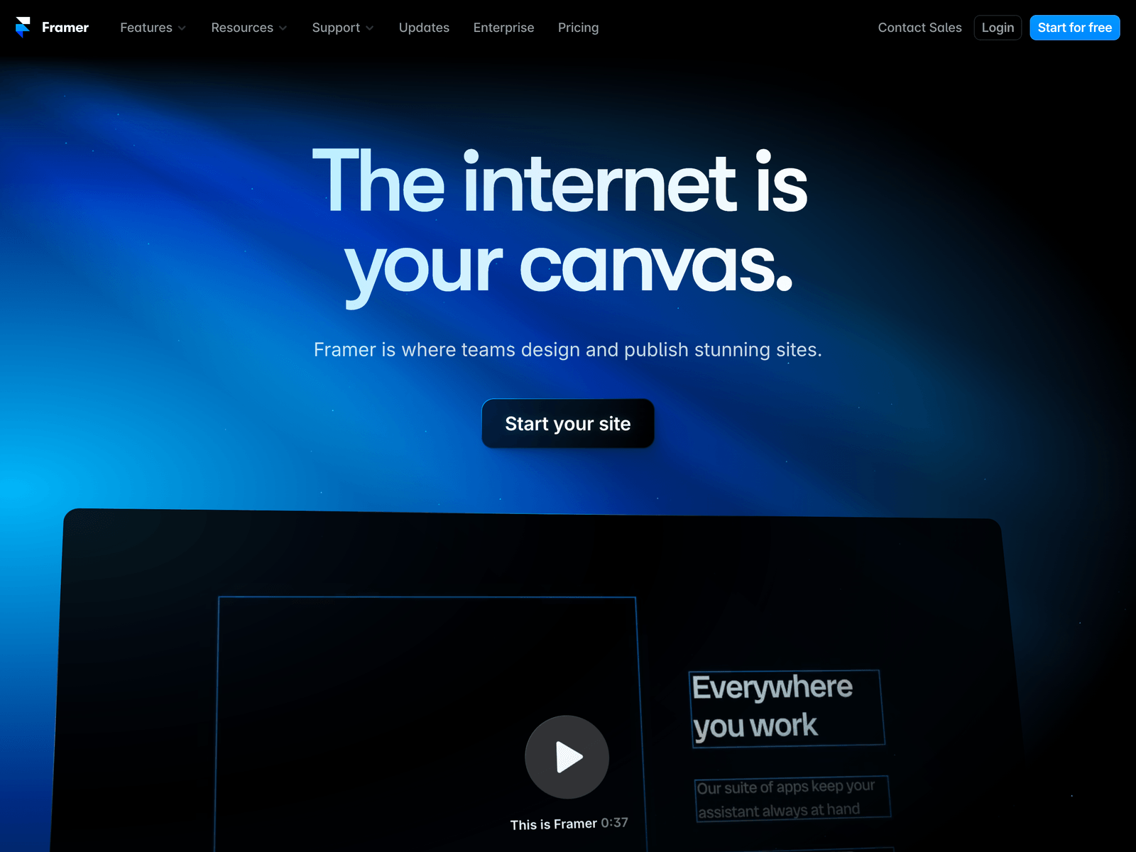 Framer website hero section
