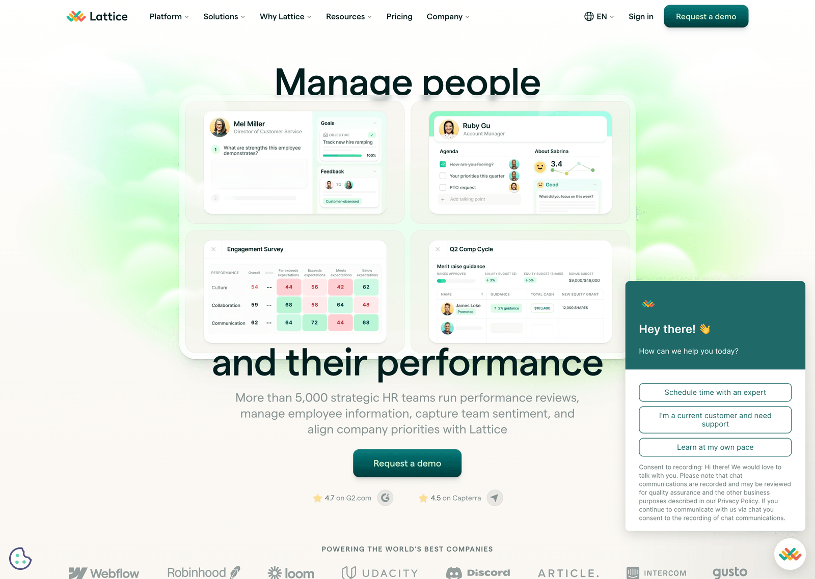 Lattice website hero section