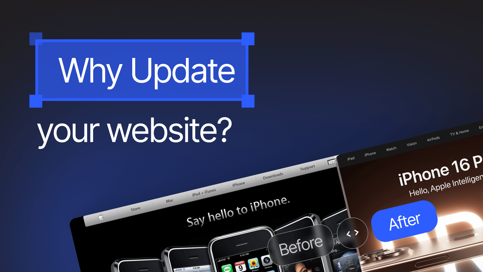 Website comparison of old Apple website and new